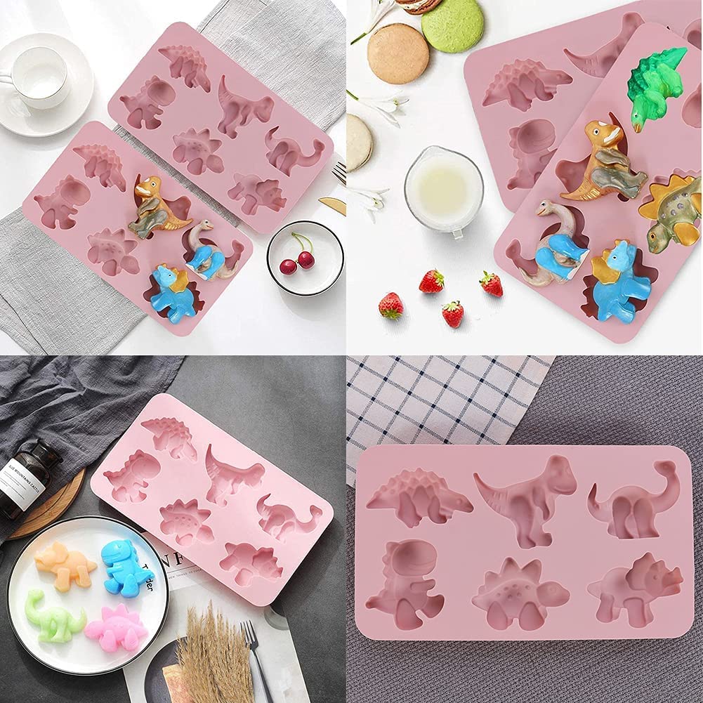 2 Stampi In Silicone A Forma Di Dinosauro Per Cioccolato, Budino, Ghiaccio E Sapone, Blu E Rosa, Dimensioni 18,8x12,5 Cm, Alimentari E Antiaderenti