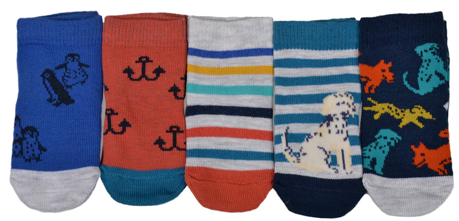 Wb Socks Men's Blue 5 Pairs Of Dogs Theme Baby Boys Socks Age 3-6 Months