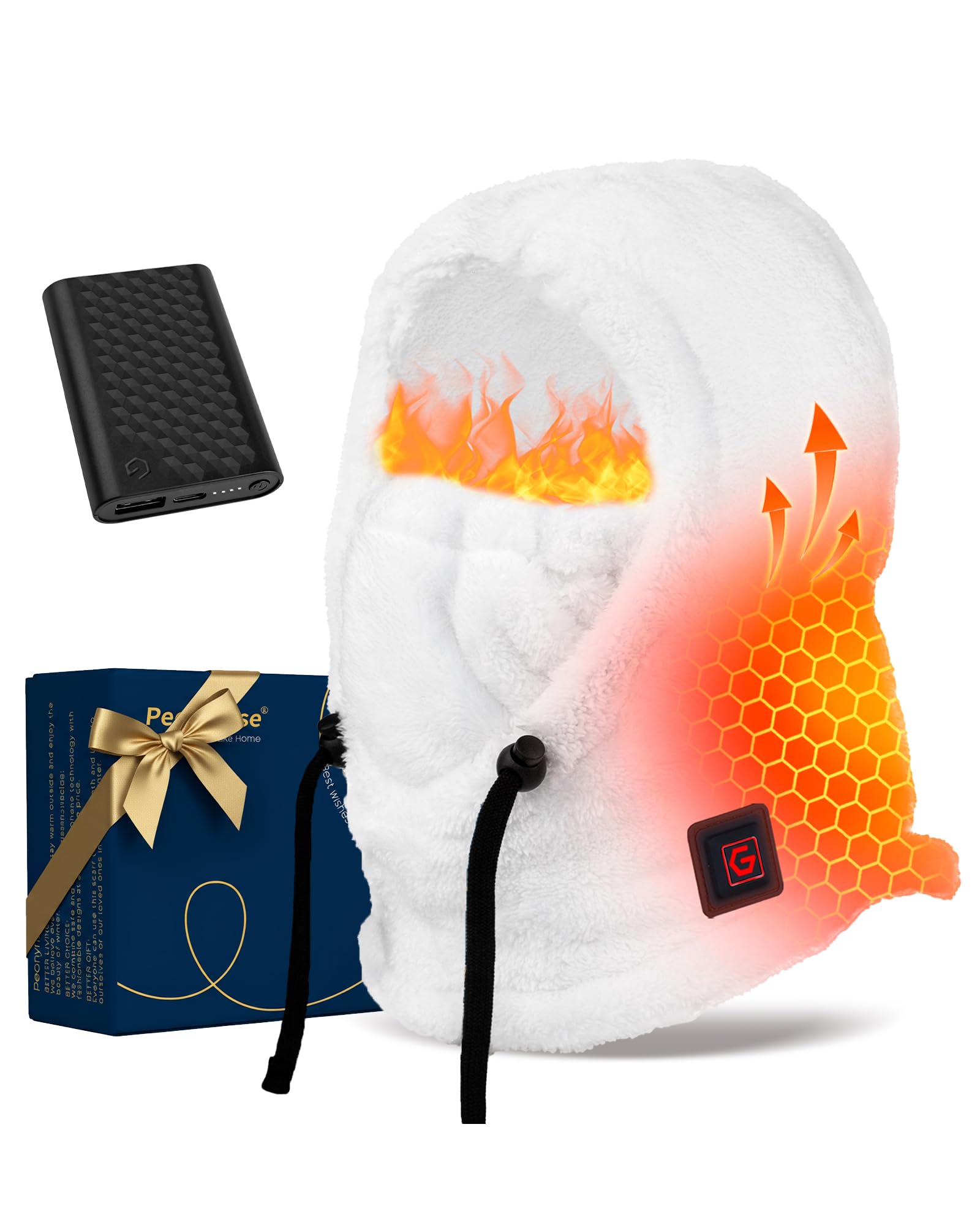 Heated Balaclava Cold Winter Gifts for Women Rechargeable 6000 mAh Battery Packs Warm Gift