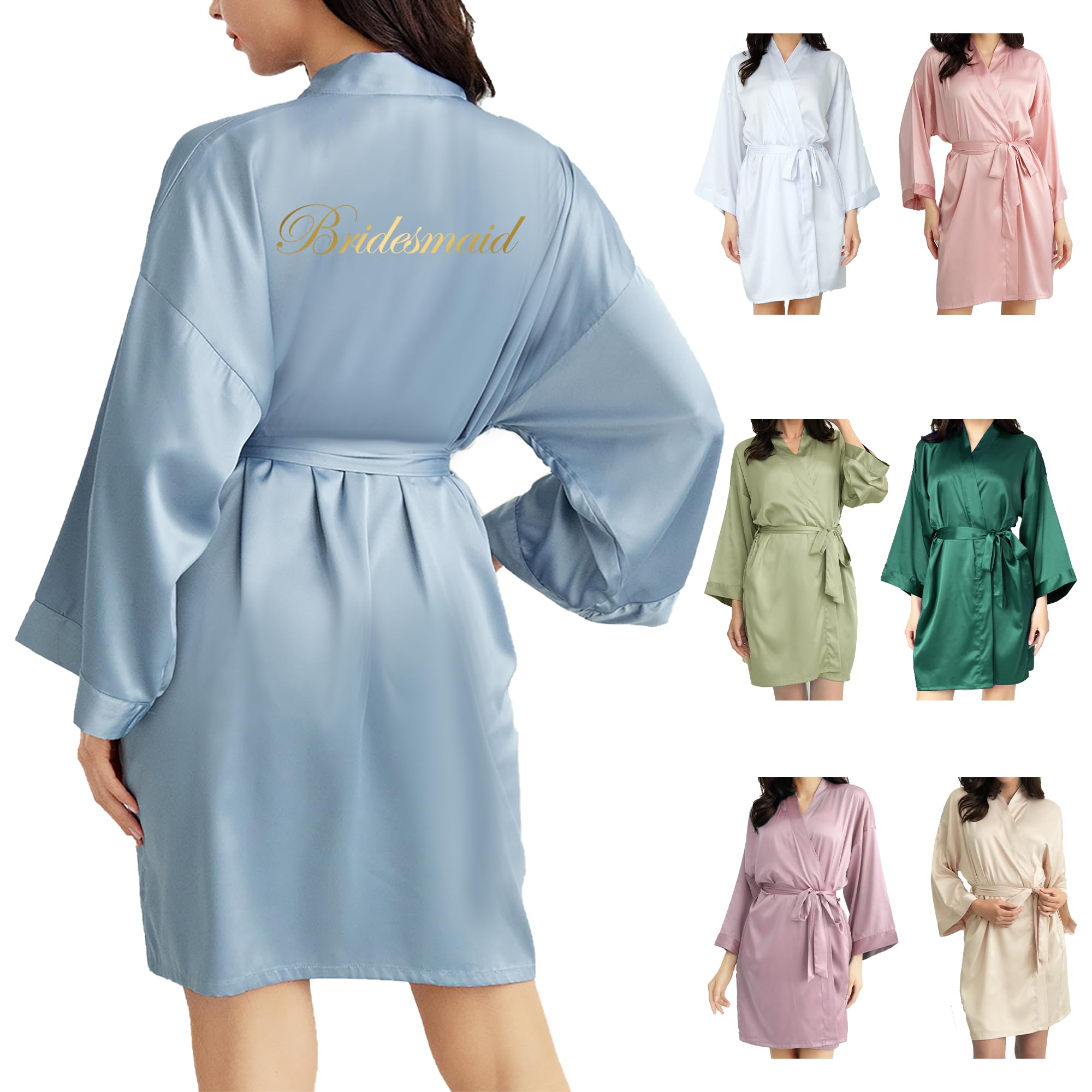 Vestaglia da donna in raso, per sposa, damigella d'onore, per matrimoni, feste nuziali, regali di lusso