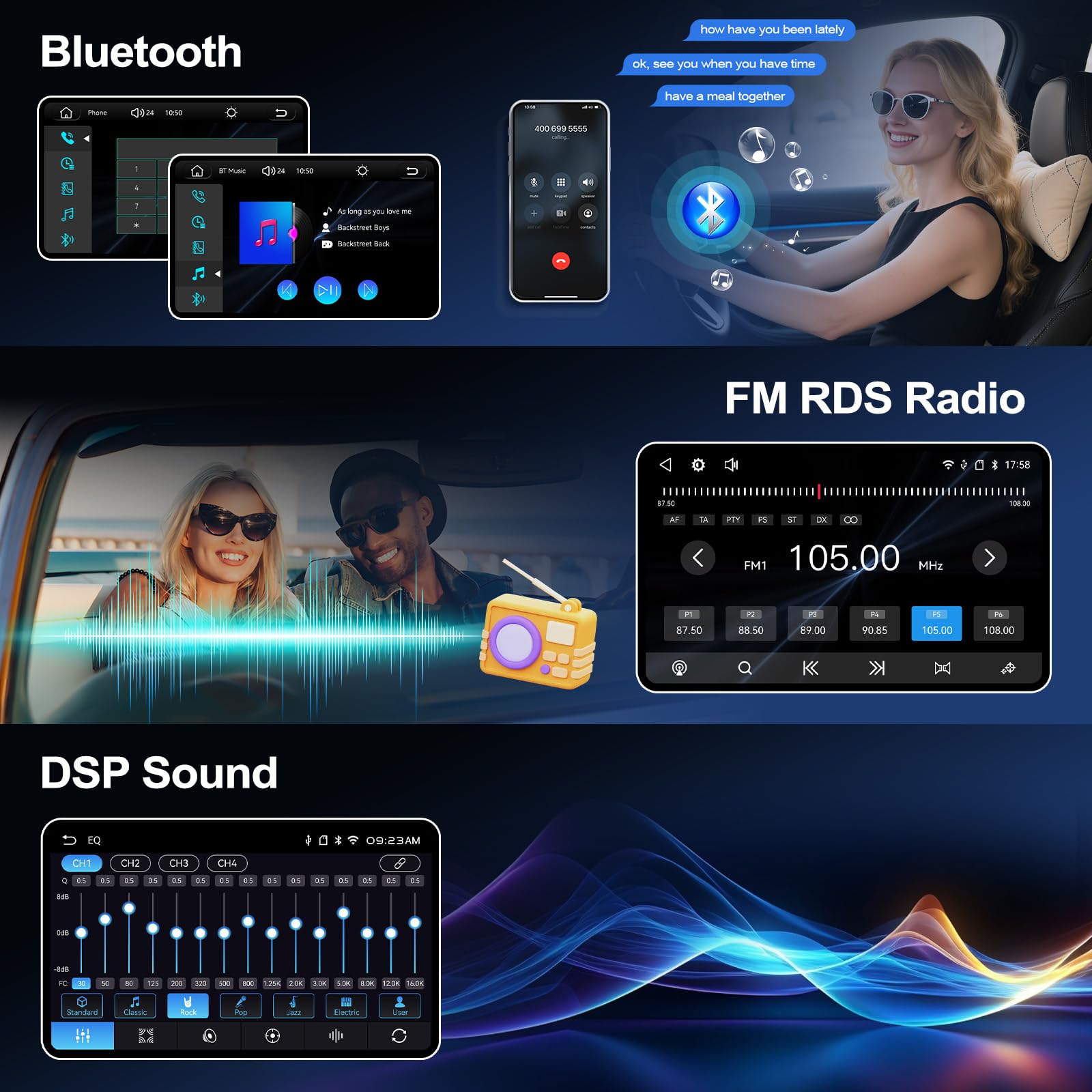 Carplay Autoradio CAMECHO 9 Zoll Radio für Mercedes Benz Smart Fortwo W451 2011-2015 mit Rückfahrkamera, Carplay Android Auto FM RDS, Bluetooth Radio, YouTube,