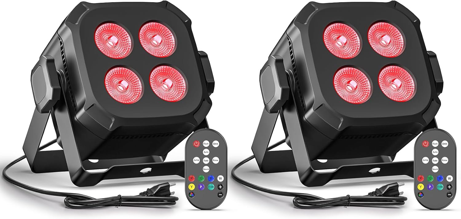Mini Stage Lights, Corded 4 * 8w Led Par Lights, Lightweight RGBW 4 in 1 LED Stage Lights with DMX512, Sound-Activated Controlled, 4/8 CH Par Lights for Home, Party, Show, Event, 2 Pack Mini Stage Lights, Corded 4 * 8w Led Par Lights, Lightweight RGBW 4 in 1 LED Stage Lights with DMX512, Sound-Activated Controlled, 4/8 CH Par Lights for Home, Party, Show, Event, 2 Pack