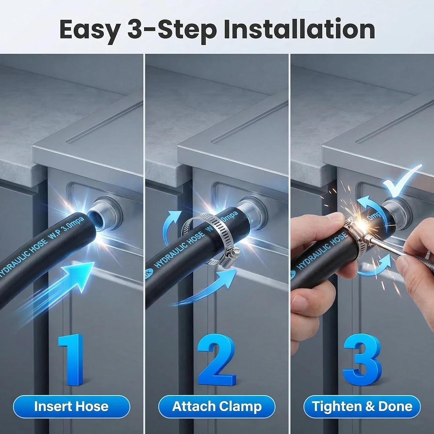 7/8 ID Hose Dishwasher Discharge Hose, 6 FT Rubber Material with 2 Stainless Steel Clamps, Fits Most Dishwashers