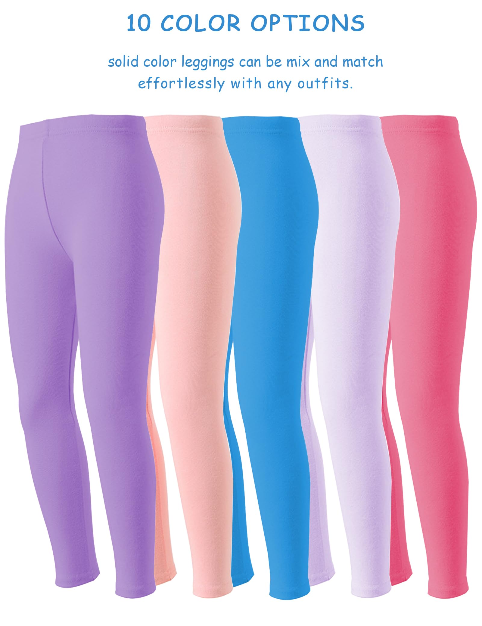 Kiench 10er-Pack Mädchen Leggings Kinder Sport-Hosen Baumwolle für Tanz Yoga Alltag