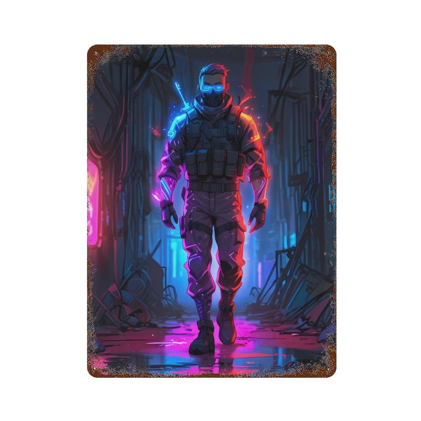 Garage Style Soldier Vintage Metal Tin Sign 15.7"x11.8", Rustic Home Decor for Bar And Workshop