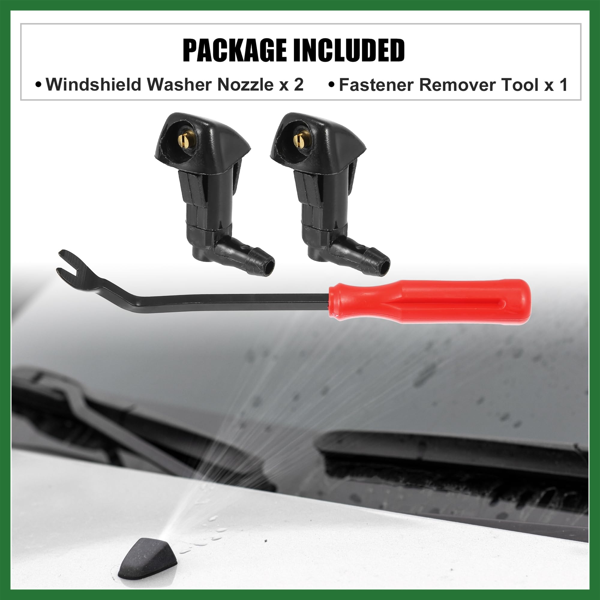 2pc Universal Yellow LED Windshield Washer Nozzles - Light-Up Spray Jets For Most Cars