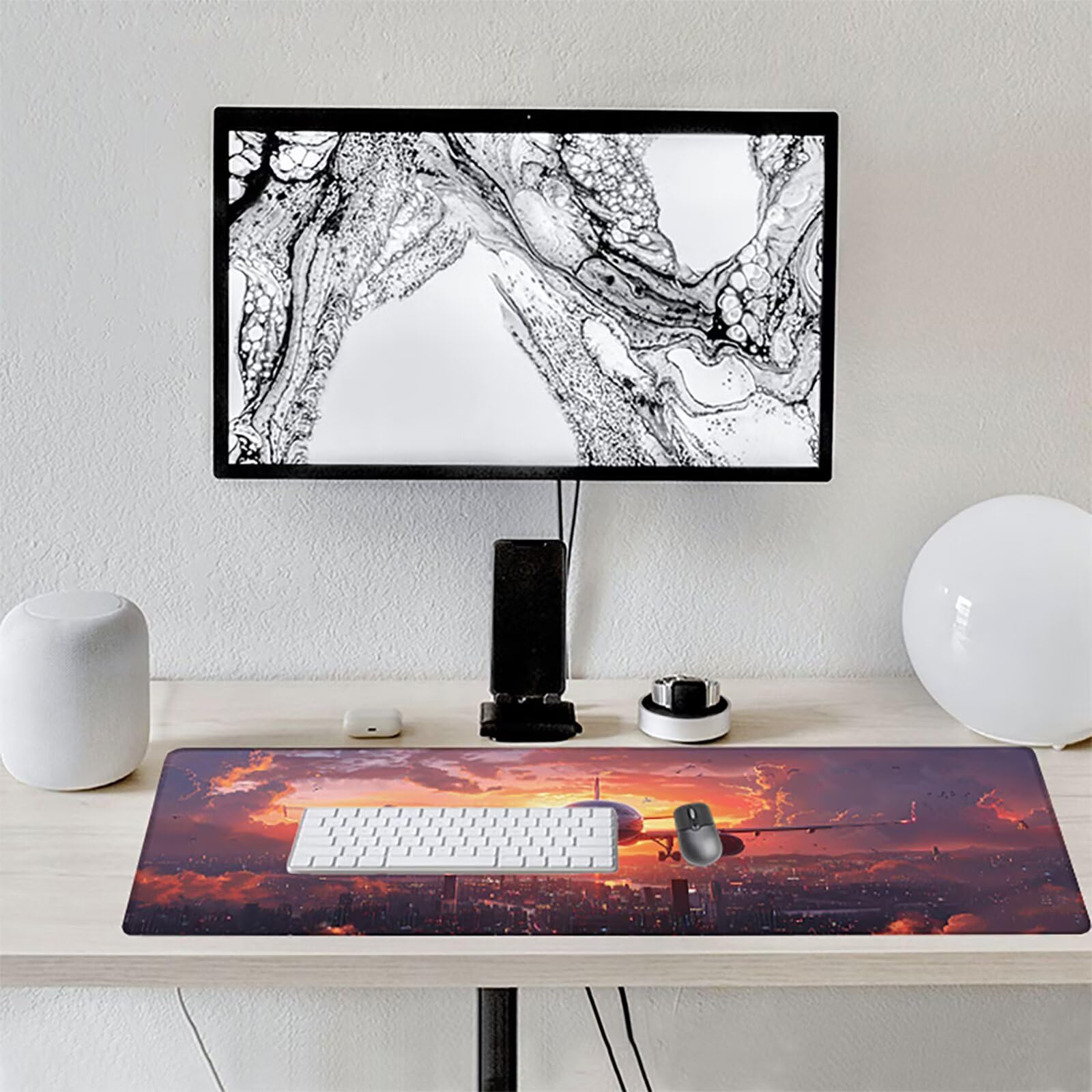 Aereo Tappetino Mouse XXL 1200x600mm Tappetino Mouse Giallo Gomma Antiscivolo Sottomano Scrivania, Migliora Precisione e Velocità Mouse Pad per Ufficio Gaming Accessori Scrivania, Regalo Uomo, H-H