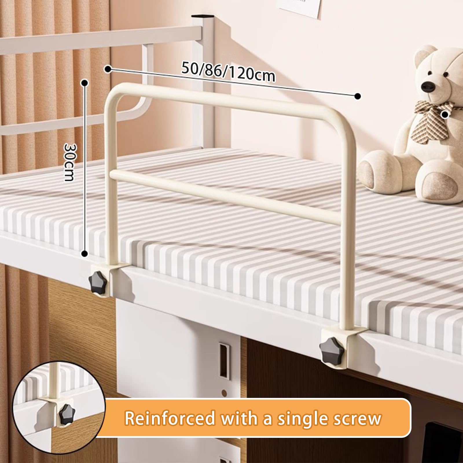 Bettgitter Für Ältere & Erwachsene Zum Aufstecken, Metall Bettgitter Haltegriffen Für Häusliche, Sturz & Rausfallschutz Bettschienen Am Bett, Ideal Für Kinder Senioren & Schwangere (120x30cm)