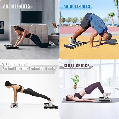 Miniatura 2 de SELEWARE Glute Ham Glider Heavy Duty Ab Glute Glider Machine, Exercise Wheels for Smooth Hamstring Curl Abdominal and Leg Workouts, Multifunctional