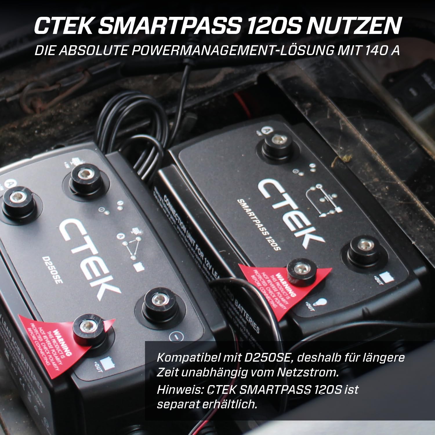 CTEK D250SE, 20A, Batterieladegerät 12V Für Starter- Und Servicebatterien In Wohnmobil, LKW Und 4x4, Solar Autobatterie und Lithium Ionen Ladegerät, Kompatibel Mit Intelligenter Lichtmaschine