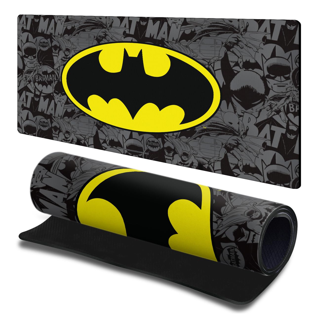Head Case Designs Officially Licensed Batman DC Comics Classic Pattern Logos And Comic Book 23.62 x 11.81 x 0.12 inches (600 x 300 mm) - L Gaming Office Desk PC Keyboard Mouse Mat Pad