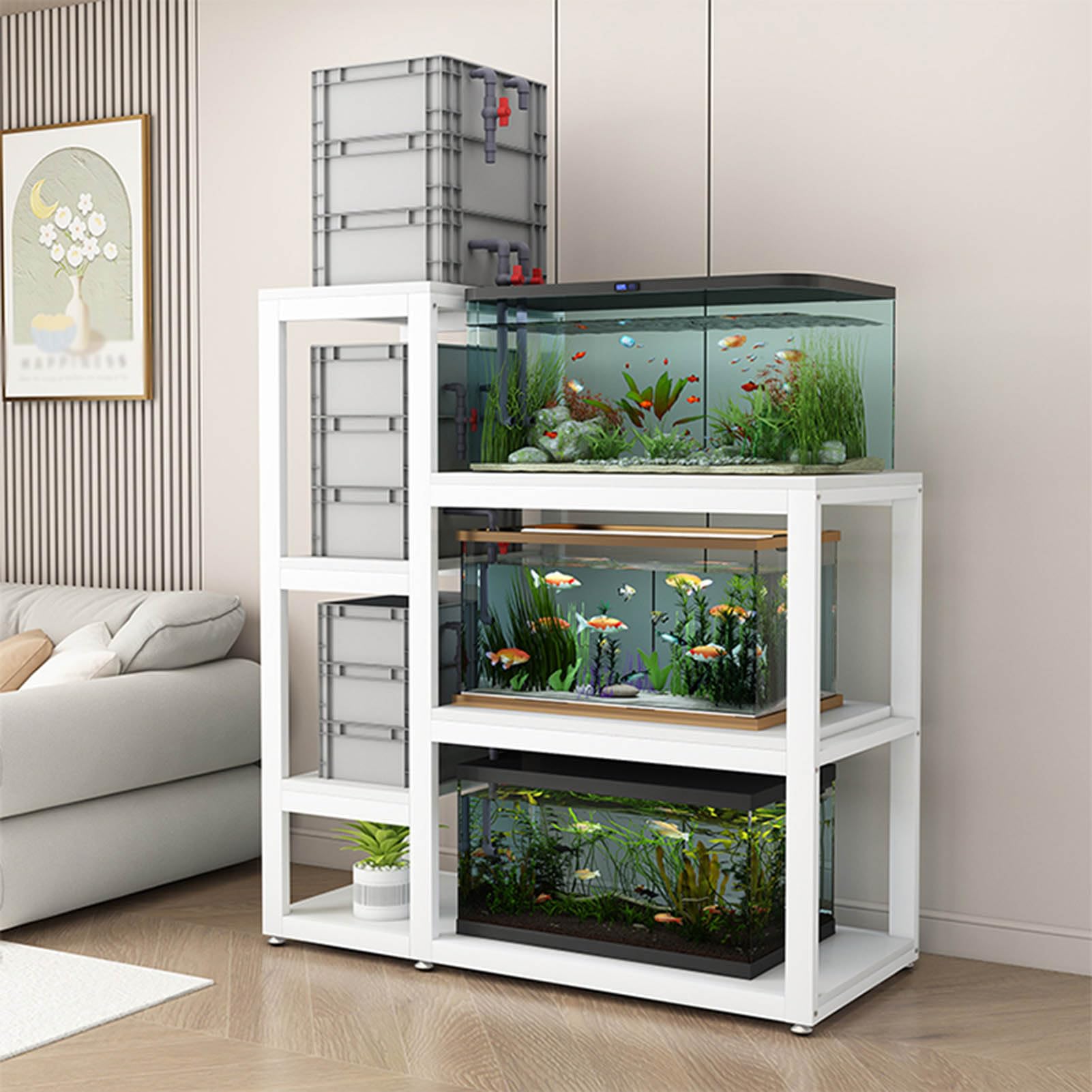 Meuble terrarium et aquarium design à étagères pour le salon