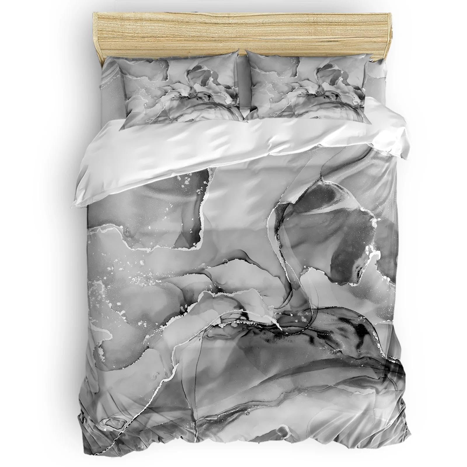 Parure de lit de luxe 230x260cm avec housse de couette marbre noir et or
