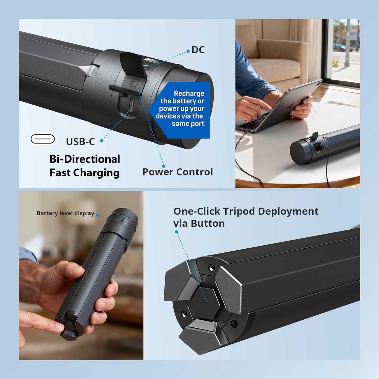 Elfcam - Batteria portatile per Starlink Mini,166.5 Wh / 45000 mAh, alimentazione esterna DC 30 V, autonomia fino a 9 ore, power bank USB-C PD 65 W per smartphone, computer, tablet fotocamera