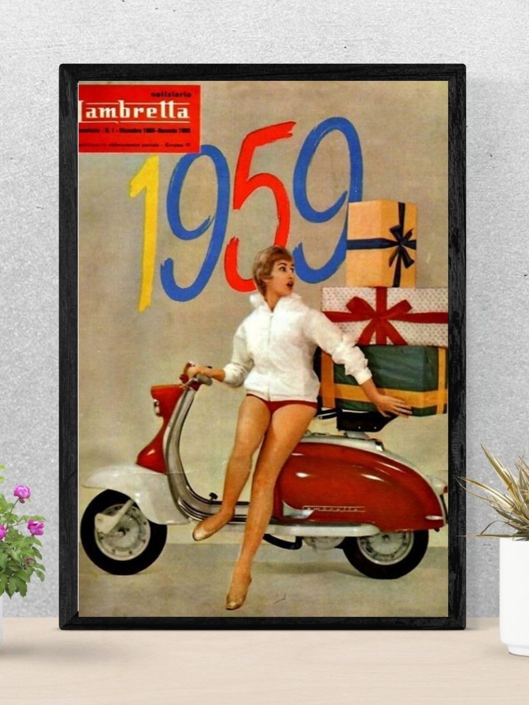 Soulhouse 1959 Lambretta Scooter Vintage Poster - Retro Red Pop