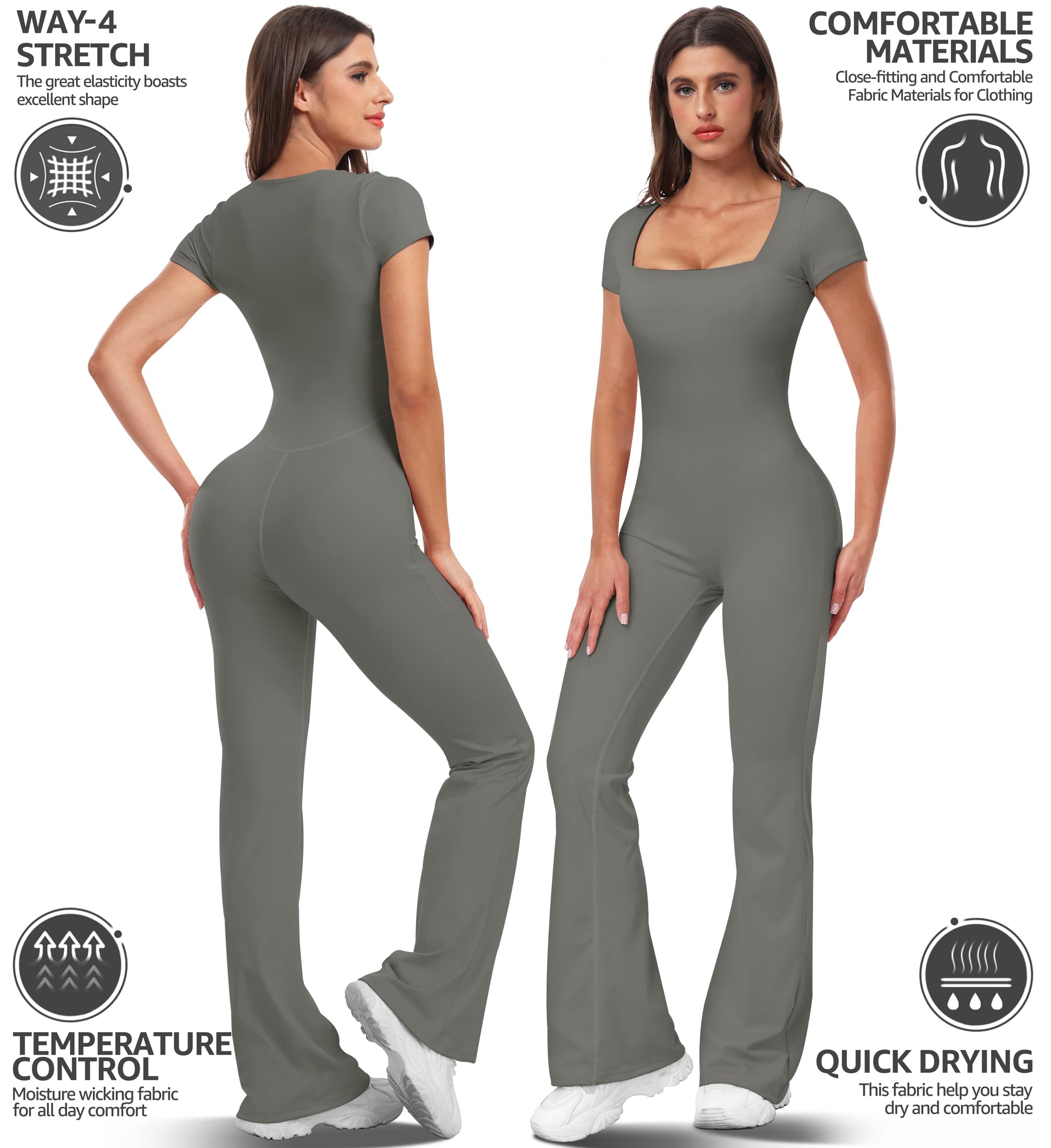 UNIQUEBELLA Las mujeres Leotard Jumpsuit, Deportes Stretchy Pullover Jumpsuit Suit - Jumpsuit Sportswear Leotard Forma Fitness Jumpsuit Suit