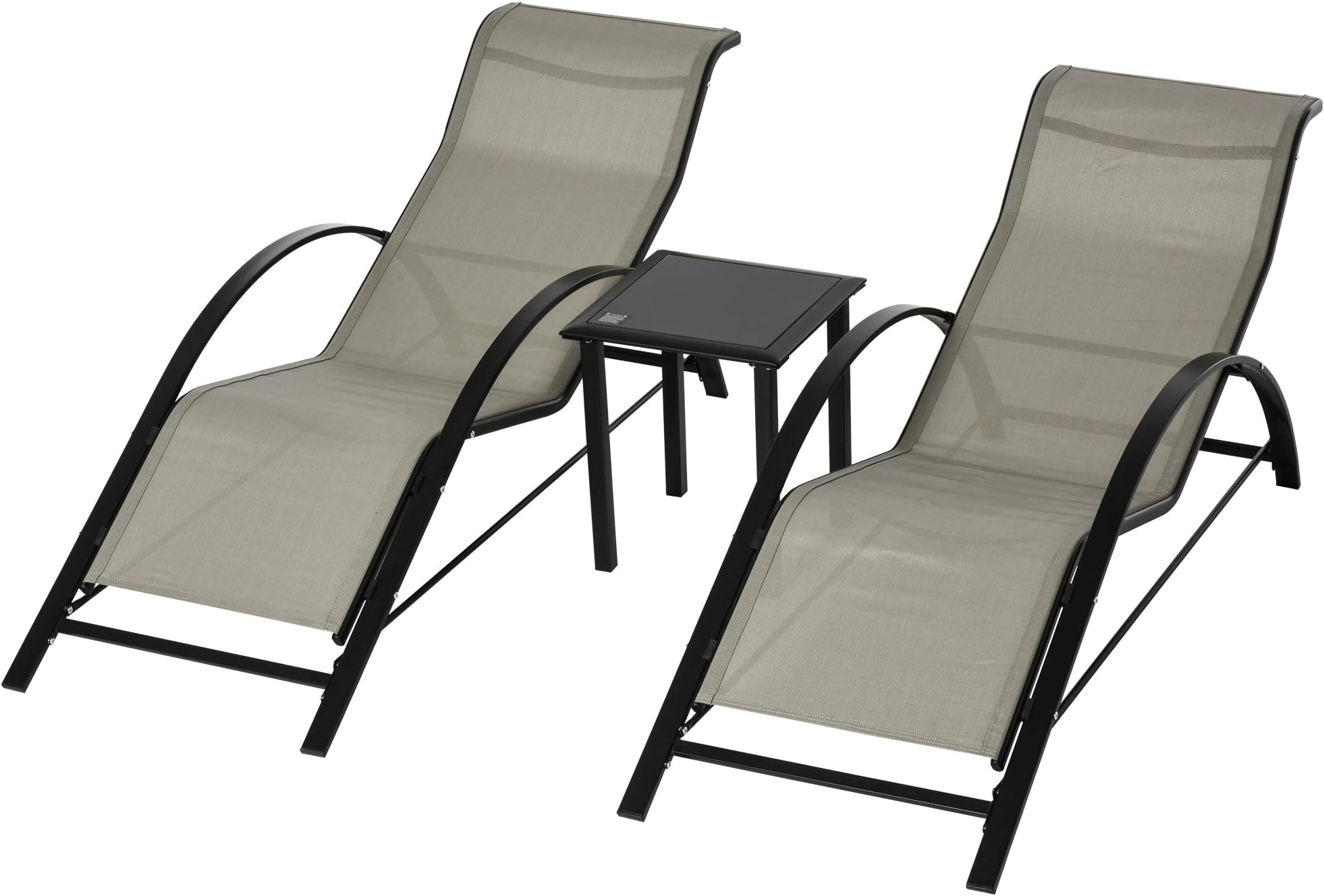 2 Chaises Pliantes Jardin Outsunny - Dossier Réglable 5 Positions, Tissu Oxford Noir