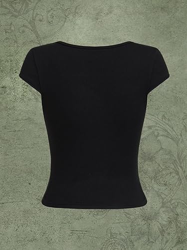 Miniatura 2 de SOLY HUX Camiseta de manga corta para mujer, diseño gráfico Y2K, camiseta de verano