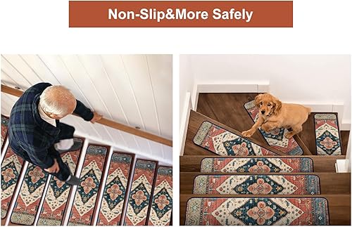 Miniatura 6 de OJIA Alfombra extra antideslizante, 30 x 8 pulgadas, para interiores, para escalones de madera, para perros, niños y ancianos, con parte trasera de