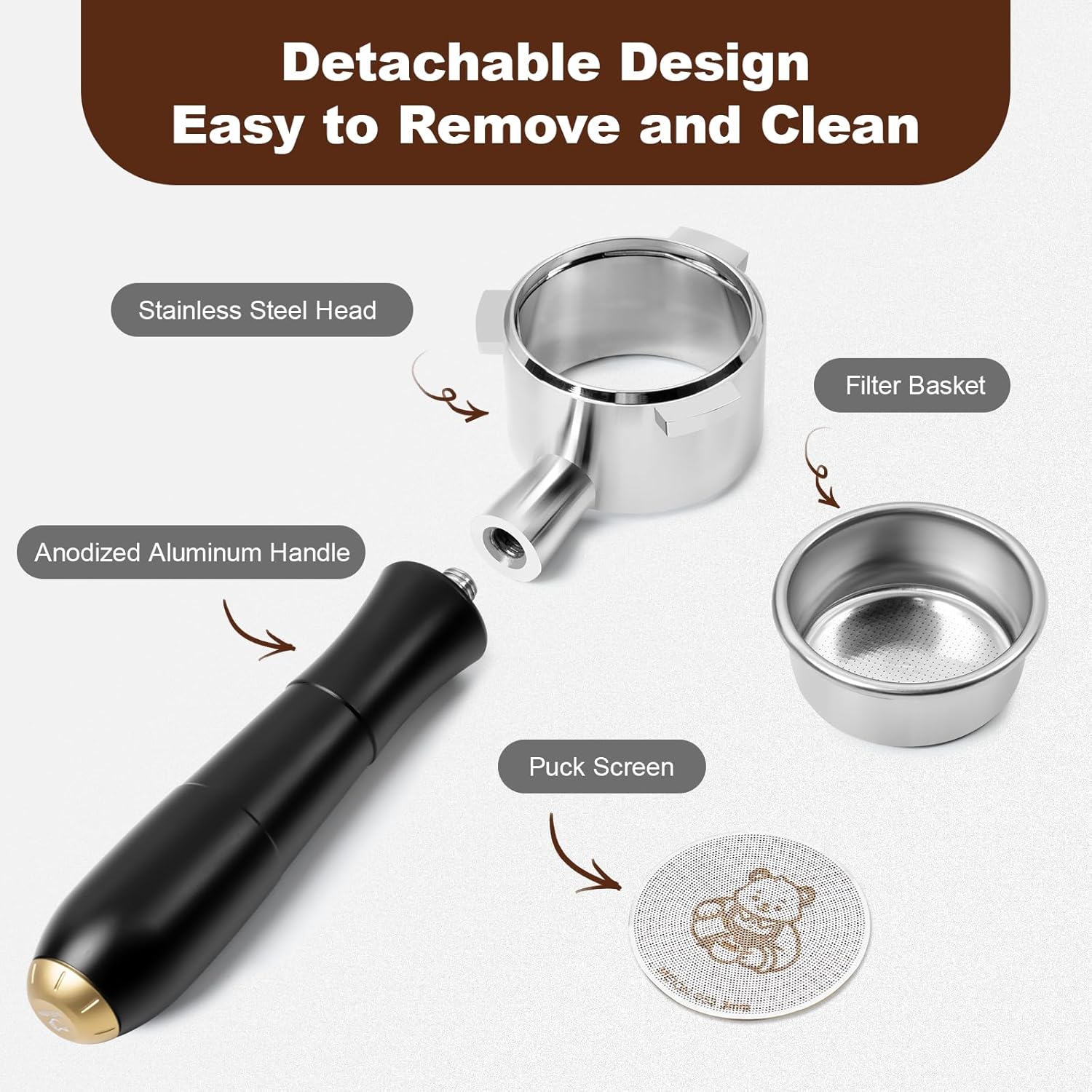 MEION Aluminium Alloy 54mm Bottomless Portafilter Compatible with Breville Barista Express Machines, Sage, Barista Pro, BES870XL, BES880, Espresso Portafilter with 18g Filter Basket & Puck Screen