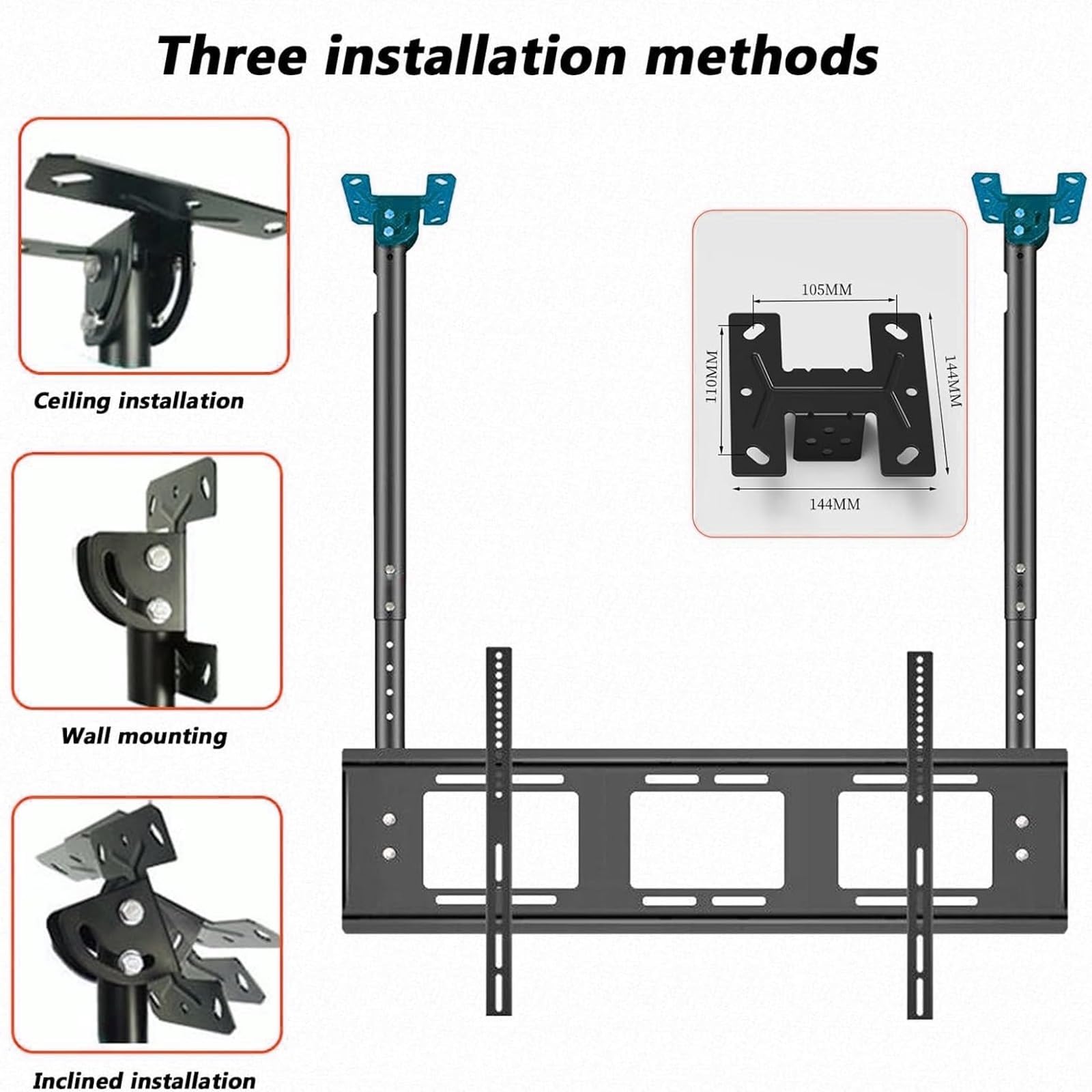 Soporte De Pared para TV - Soporte De Techo Ajustable para Televisor, Soporte De Doble Poste para Pantallas LED Grandes Y Televisores De 32 A 100 Pulgadas, Altura Ajustable