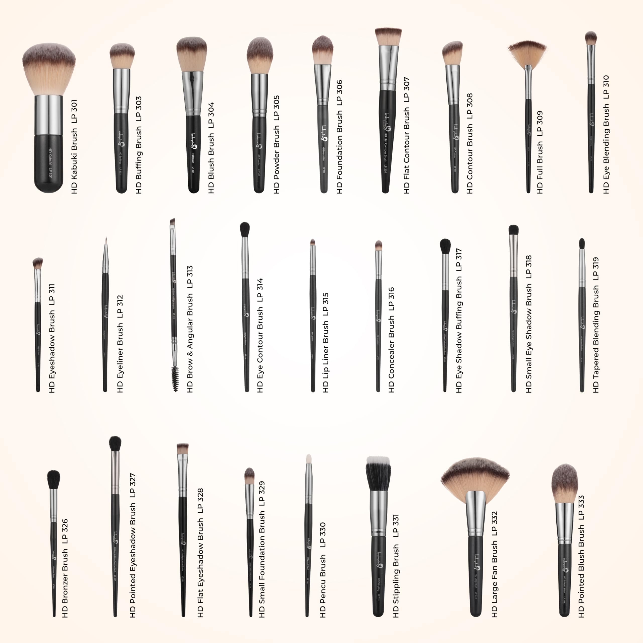 London Prime - Set di 26 pennelli professionali da trucco con cintura, per viso, occhi, labbra e sfumature, con setole morbide, kit da viaggio per fondotinta, correttore, fard, ombretto