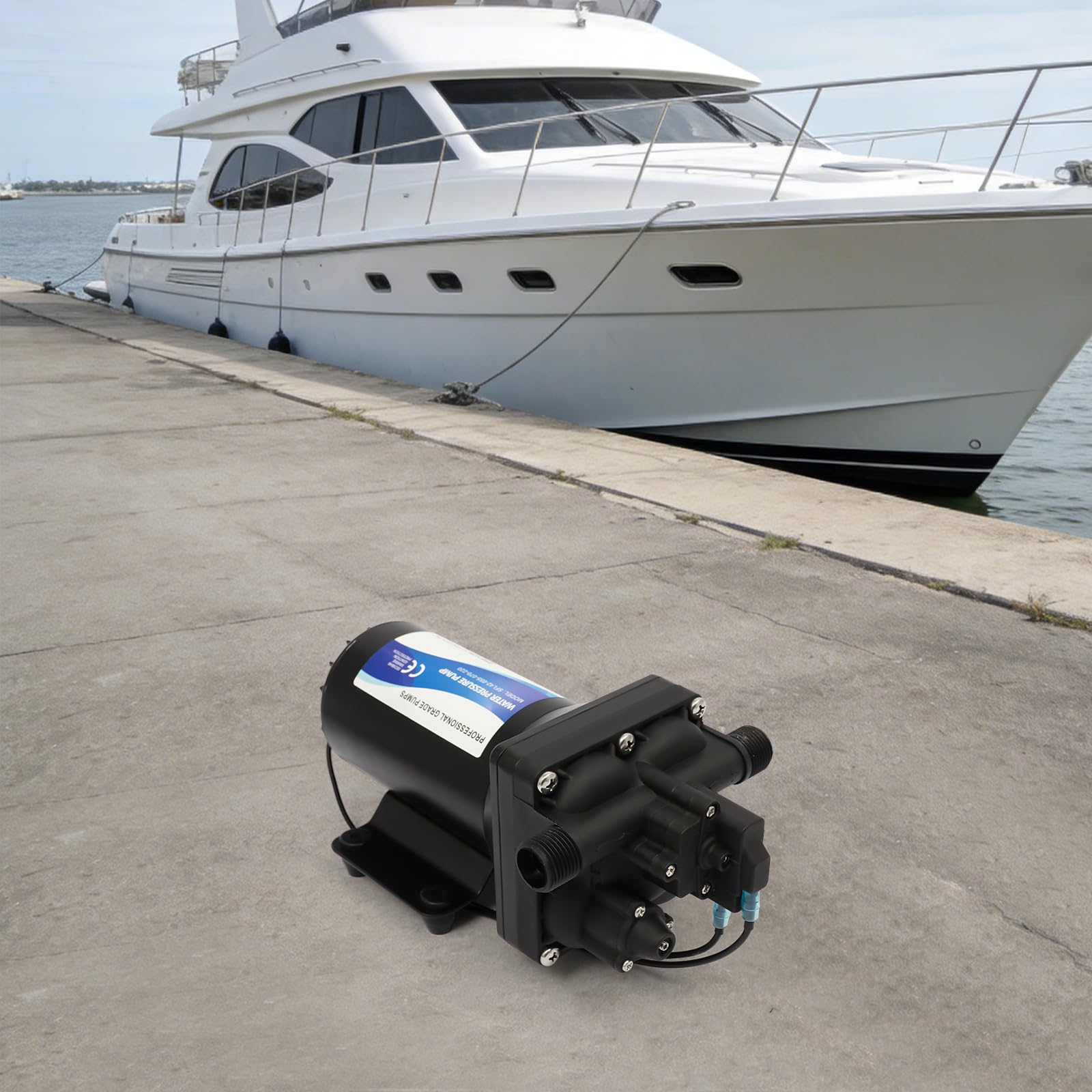 Bomba de agua de 4,58 GPM con interruptor de presión, para jardín, ducha y barco, bomba de membrana automática de 184 W con protección contra marcha en seco, para caravanas y yates