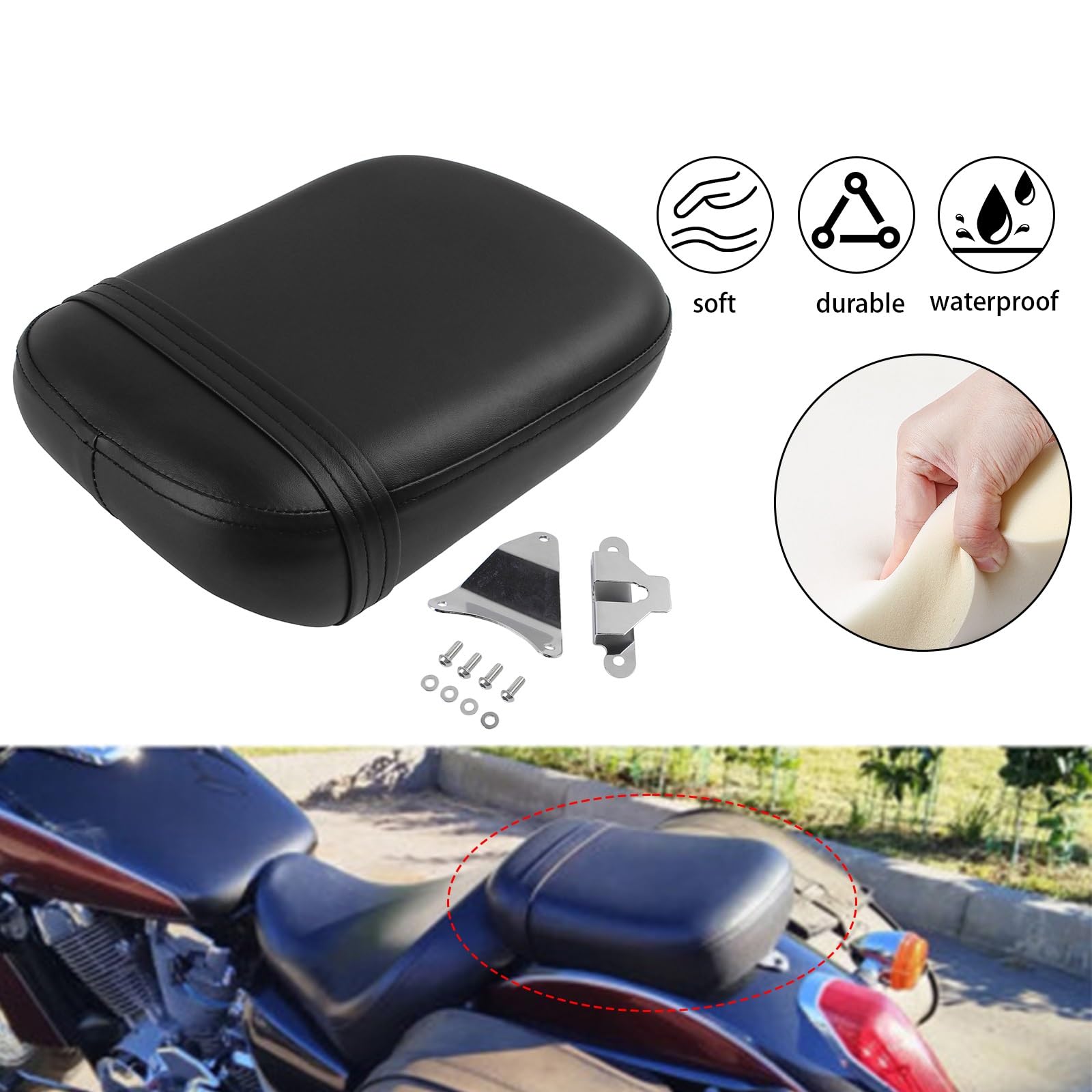 Do ducha cienia VT750 ACE VT 750 VT750C VT750CD 1998-2003 Poduszka | Motocyklowe czarne tylne siedzenie pasażera(Rear seat)