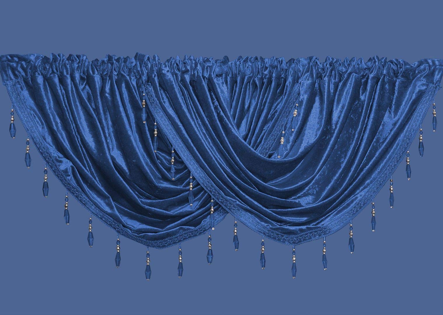John Aird Velvet Crystal Beaded Curtain Swag (Blue)
