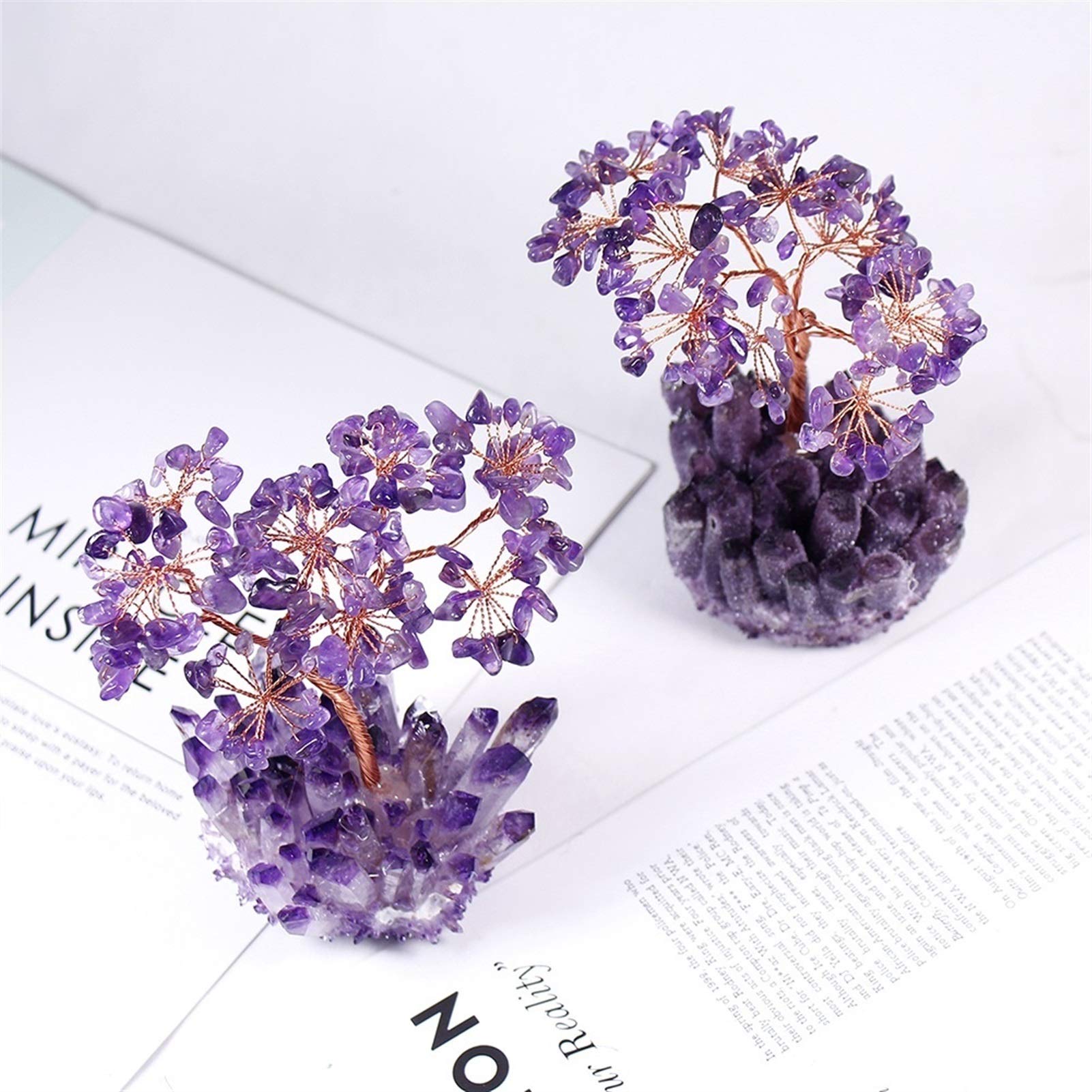 Kristallbaum Kristallbaum Amethyst Quarz Edelstein Baum Kristall Cluster Cluster Base Bonsai Glück Geldbaum Skulptur Home Office Decoratio Kristalle (Color : B)