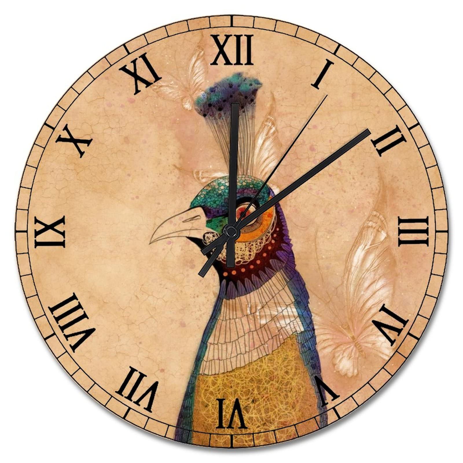 Horloge de salon motif paon bleu pour réveiller la déco de la ferme