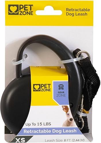Pet Zone Comfort Grip - Correa retráctil para perro, correa de cinta ligera de 8 pies para perros pequeños de hasta 15 libras, sistema de bloqueo