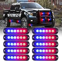 Vista 15 de Xprite 8 luces LED estroboscópicas de emergencia, ámbar de 12 luces LED estroboscópicas intermitentes, función de sincronización, luz de parrilla