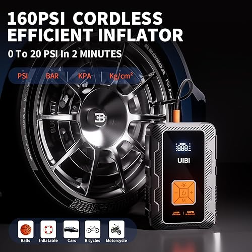 Miniatura 3 de Arrancador de salto X7 con compresor de aire 160PSI, 3500A batería de coche arrancador PD45W carga rápida, inflador de neumáticos portátil de 24000