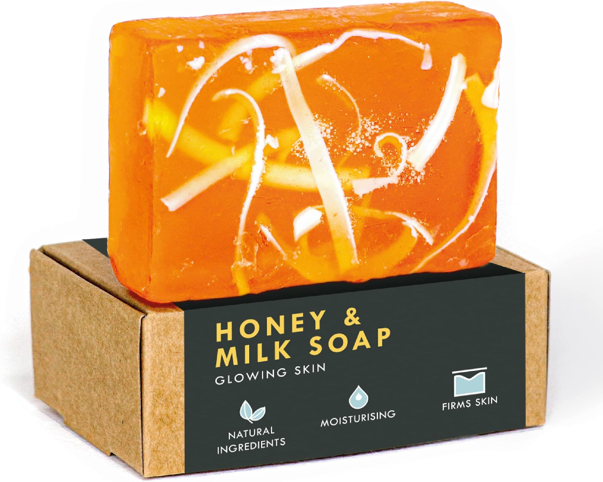 Organic Body and Skin Bar Soap Honey with Milk, Handmade (With Loofah)