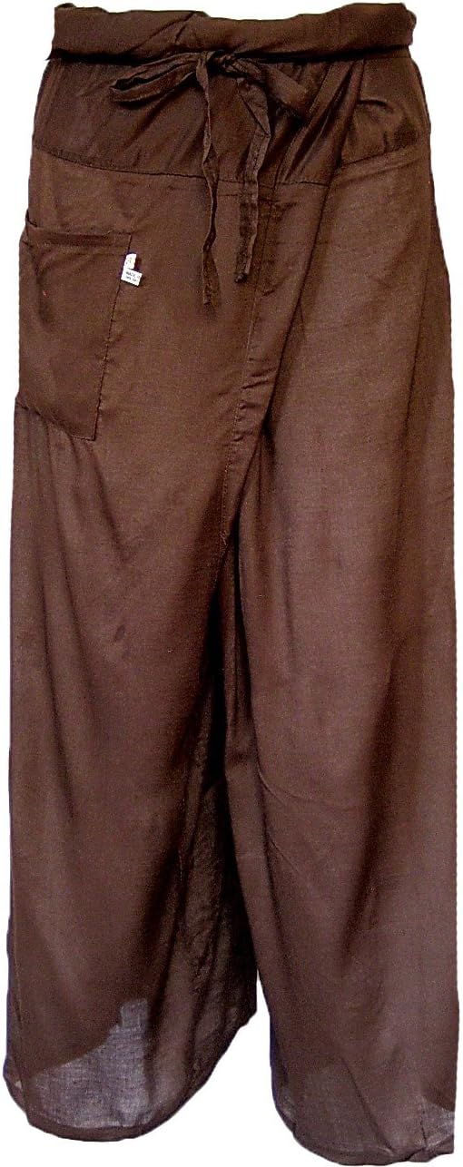 Yoga Massage Trousers Wrap Brown Thai Fisherman Pants