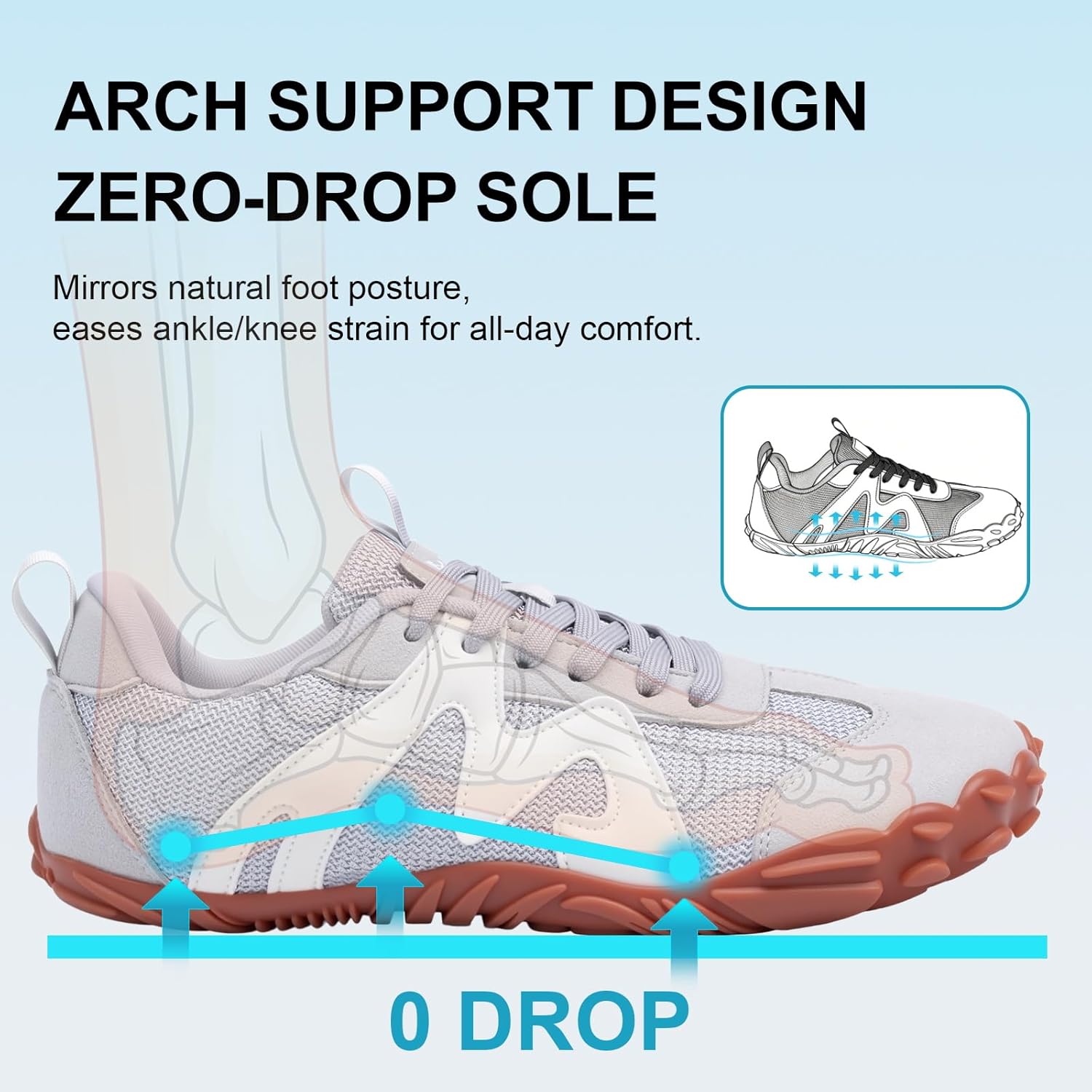 Barefoot Shoes Womens Mens Casual Sneakers, Wide Toe Running Shoes Boots Sneakers Unisex, Zero Drop Comfortable & Non-Slip Barefoot Vitality Shoe for Walking Hiking - Image 5