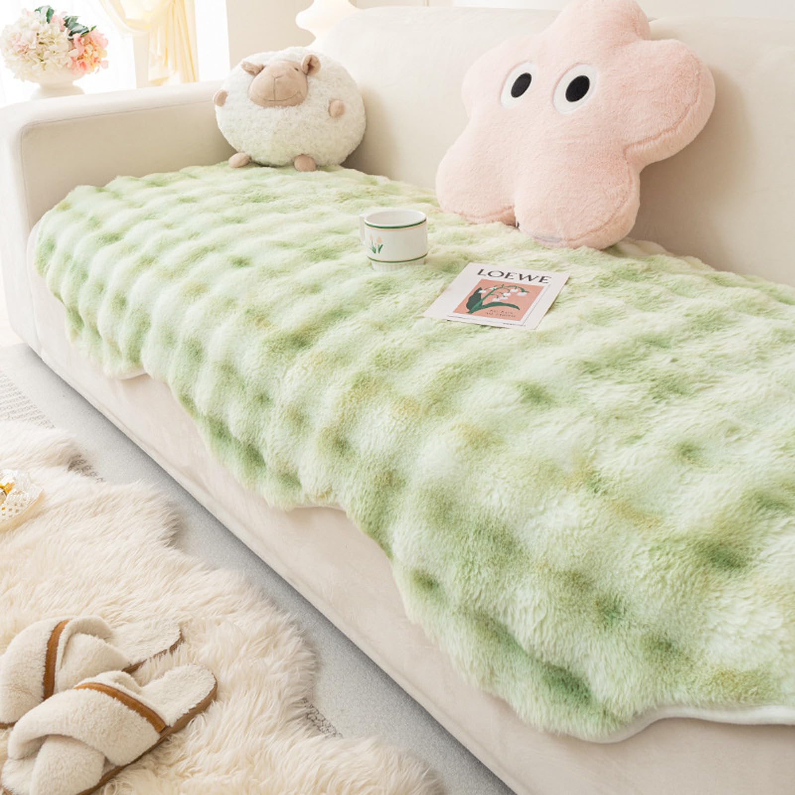 Revêtement de Canapé d’Angle en Fausse Fourrure Peluche - Confort Épais et Luxe Écoresponsable