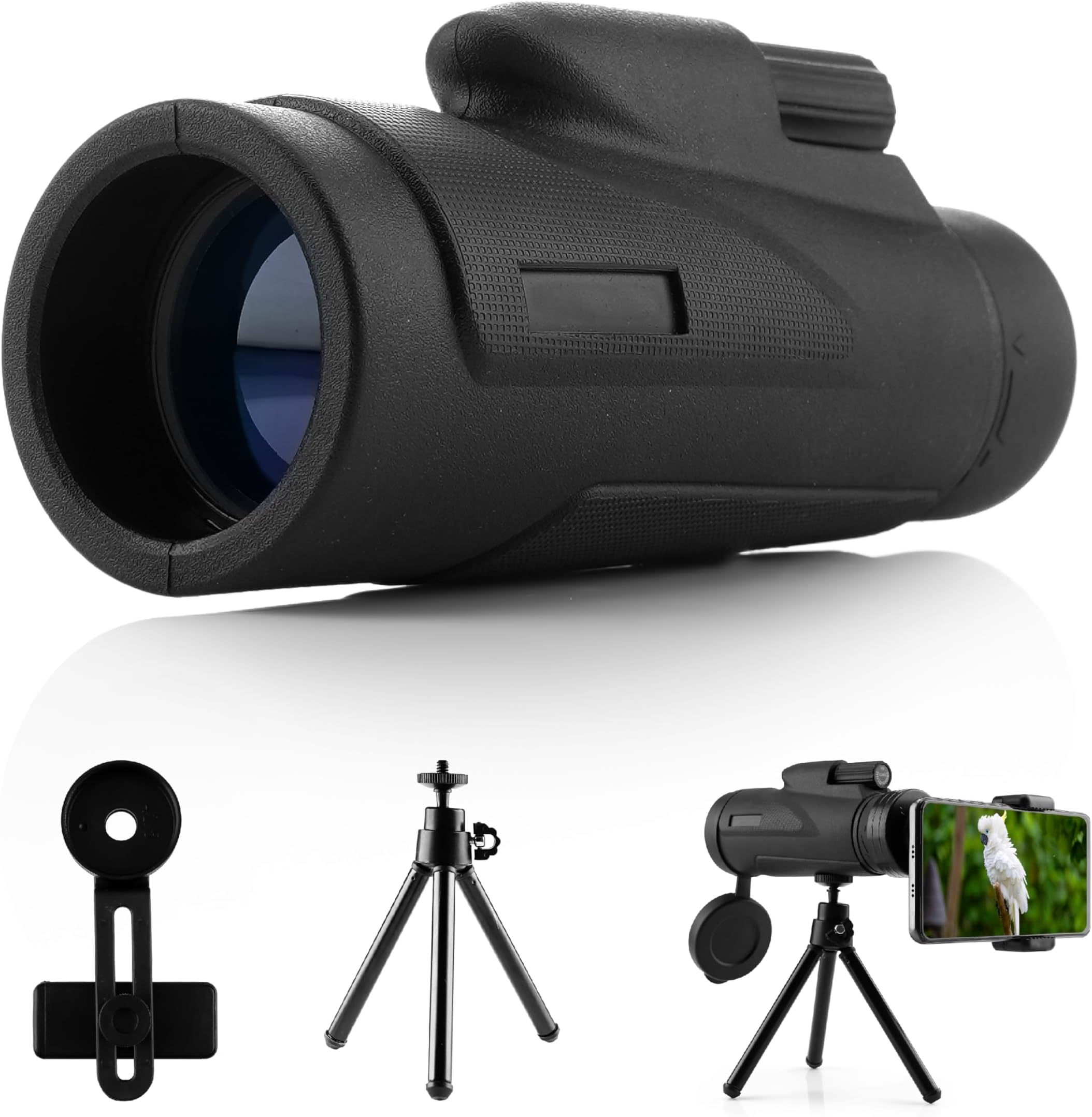 Cezo 12x50 Monocular for Adults Kids,HD Monocular Scope for Gifts Monocular Telescope for Smartphone Watching Birds Hiking,Concert,Travelling- Black