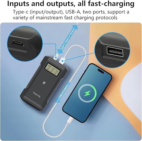 Miniatura 7 de Suptig Banco de energía con cargador de batería, caja de cargador de batería de 10,000 mAh compatible con GoPro Hero 12, Hero 11, Hero 10, Hero 9,