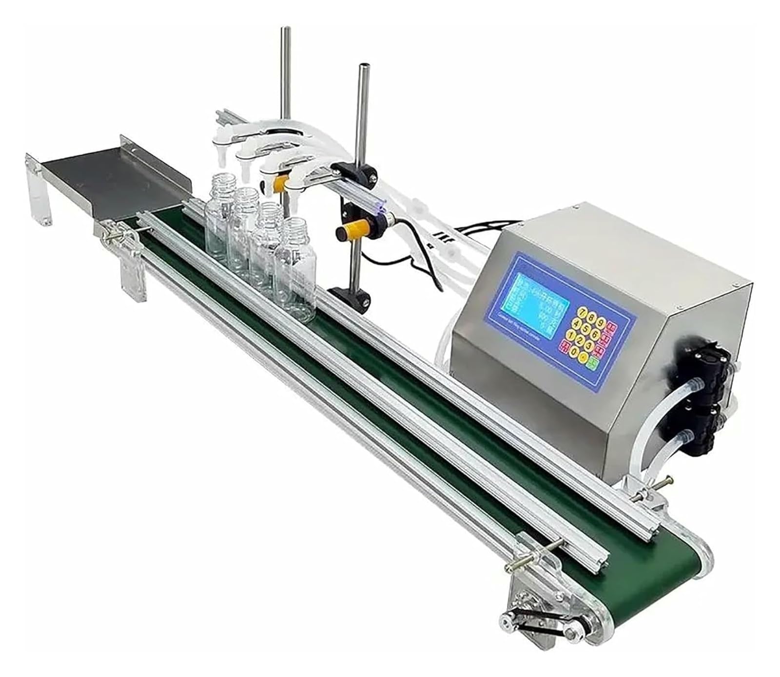 Riempitrice di Liquidi, Riempitrice per Liquidi, Macchina Automatica for Il riempimento di liquidi a 4 Teste, con Nastro trasportatore, for Bevande, Salsa di soia e aceto