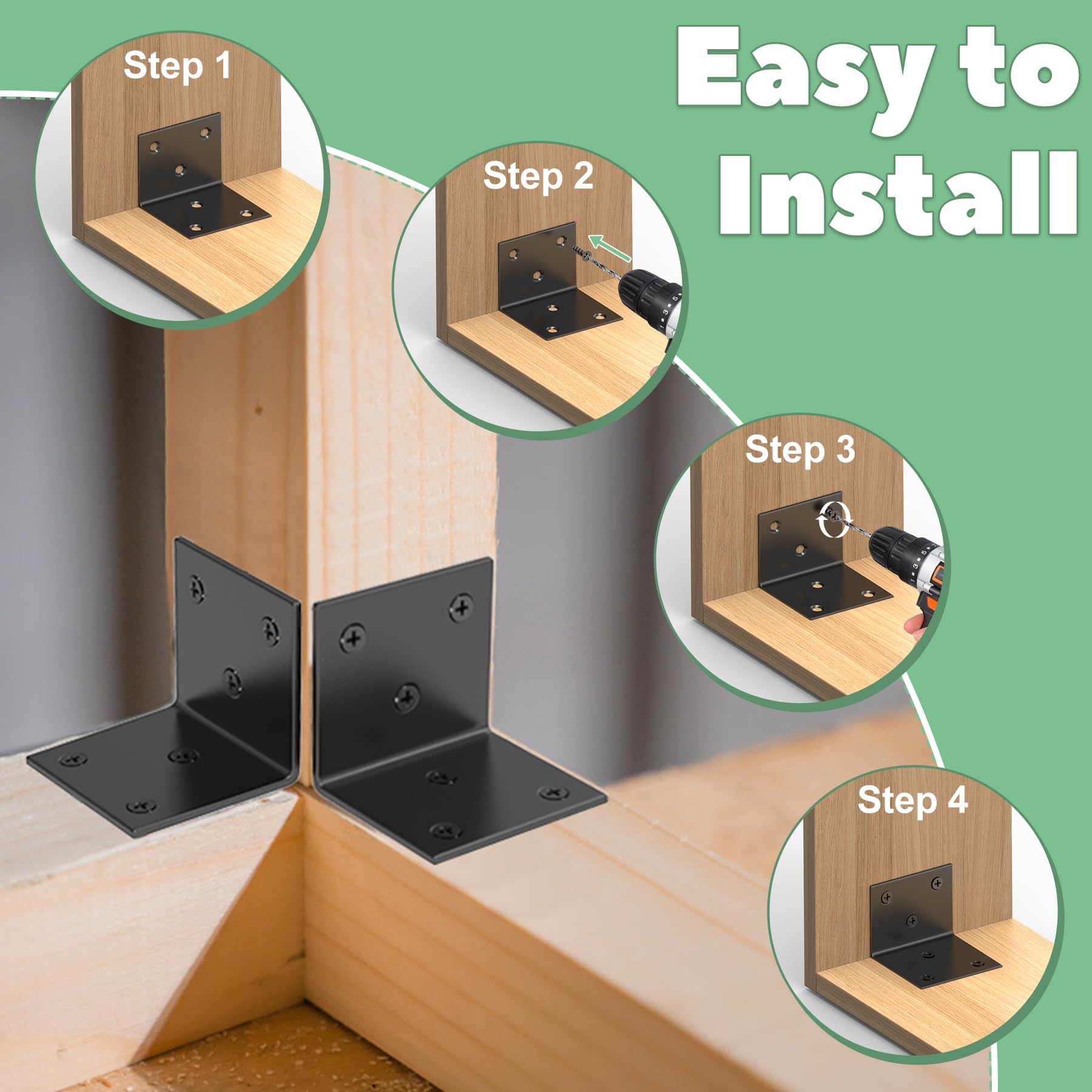 Staffe angolari in metallo, 16 staffe a L da 3,2 x 3,2 x 3,2 cm, per mobili in legno, staffe per mensole spesse 14 G, staffe angolari in acciaio legato, staffa ad angolo retto per sedie da