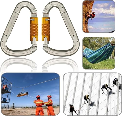Vista 46 de SOB Clips de mosquetón de escalada con bloqueo automático, conector de mosquetón asimétrico de alta resistencia utilizado para rappel
