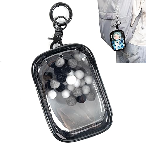 Miniatura 7 de Bolsa de exhibición de figuras transparentes, bolsa de almacenamiento portátil para figuras con llavero, mini caja ciega para colgar muñecas, cierre