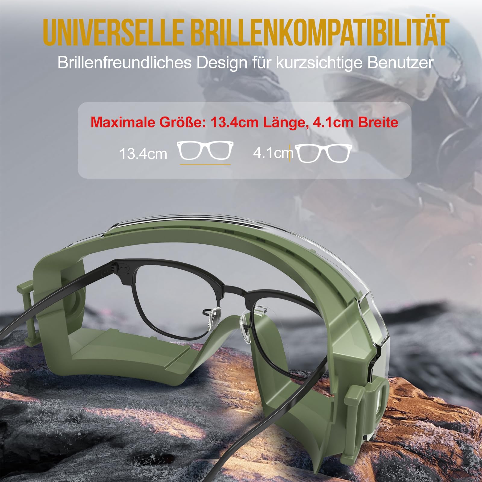 OneTigris Schutzbrille, taktische schutzbrille staubdicht, sicherheitsbrille mit CE EN166 und ANSI Z87.1, Ultravision Vollsichtbrille Für Brillenträger, Baustelle, Labor, Werkstatt und Fahrrad-Fahren