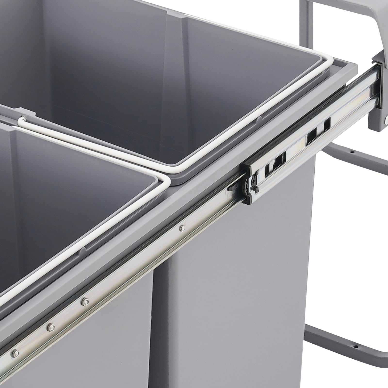 Cubo de basura de cocina (2 x 20 L, extensible) | Cubo de basura doble para armario con rieles silenciosos para cocina, restaurante, gris, 49 x 35 x 43 cm