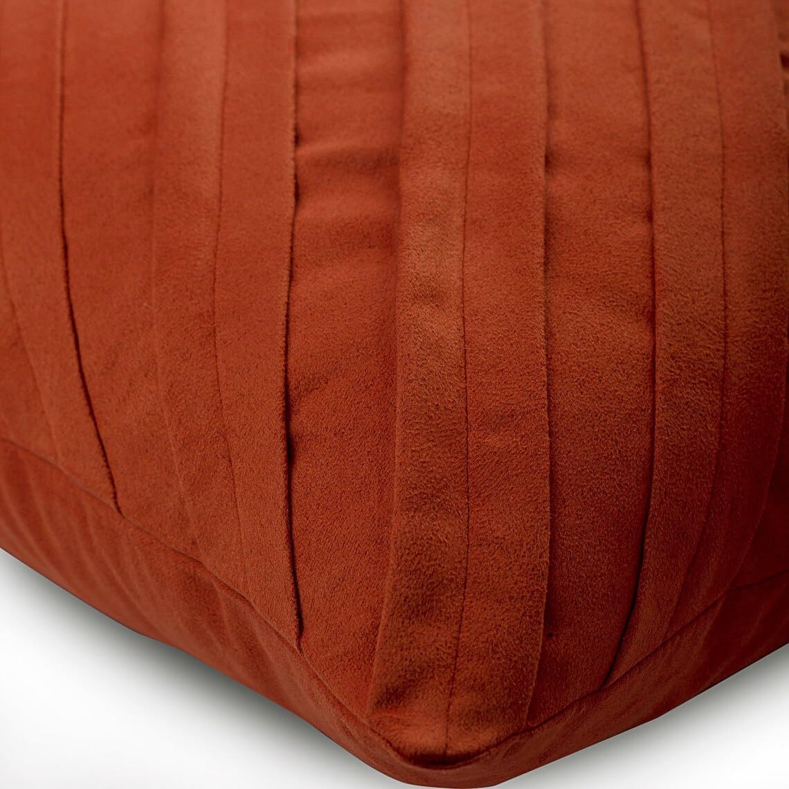 HomeCentric Euro Pillow Shams - Rust, 26x26 inch (65x65 cm), Suede, Striped, Pintucks, Textured, Contemporary