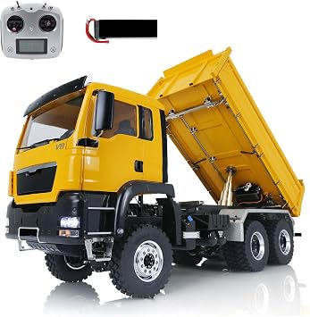 LESU LESUwheelfun 3-Way RC Hydraulic Dumper Tipper Truck Metal 1/14 Assembled 3-Speed Gearbox Light Sound I6S Radio Controller