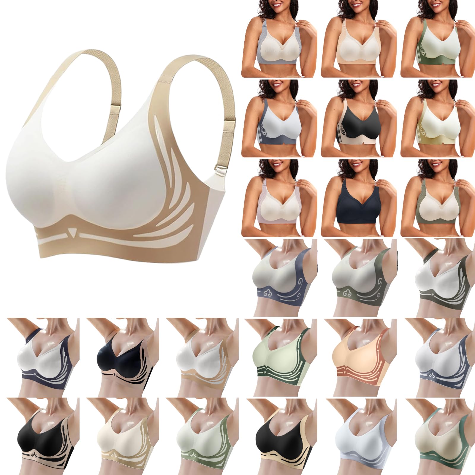 Bras for Women No Underwire Comfort Seamless Super Gather Bra Wireless Push Up Bra Lifting Bras for Sagging Breasts Casual Sports Bras Women