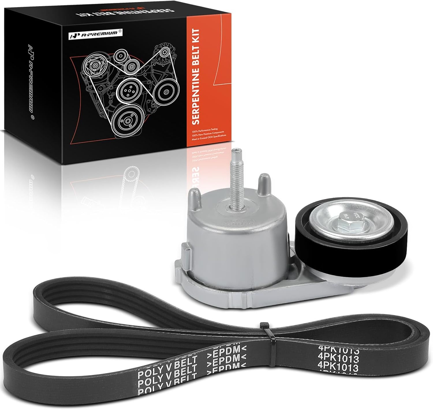 A-Premium Serpentine Drive Belt Kit W/Tensioner Compatible with Chevrolet & GMC Cars - Silverado 2500 HD, 3500, 3500 Classic, Suburban 2500, Avalanche 2500, Sierra 3500, 2500 HD, Yukon XL 2500-8.1L